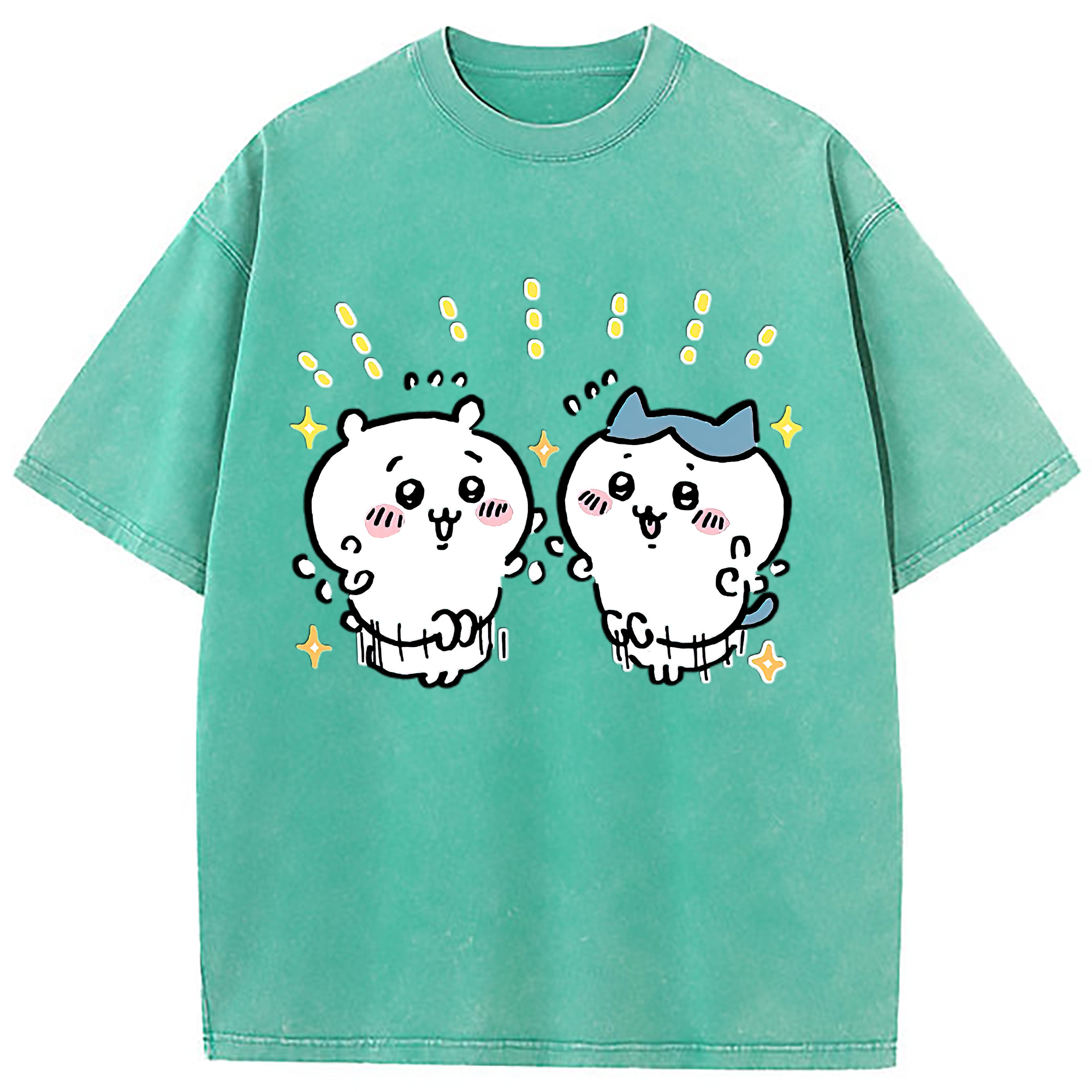 （画像用） ちいかわ ハチワレ Chii-kawa hachiware 綿100% ヴィンテージ風 半袖Tシャツ（フロントプリント）